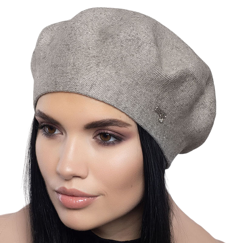 Берет женский Leks Клеопатра двойной шерстяной Серый меланж (129042)