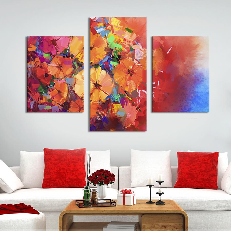 Модульная картина на холсте Триптих Маленькие яркие цветы 141x90 см (240-32)