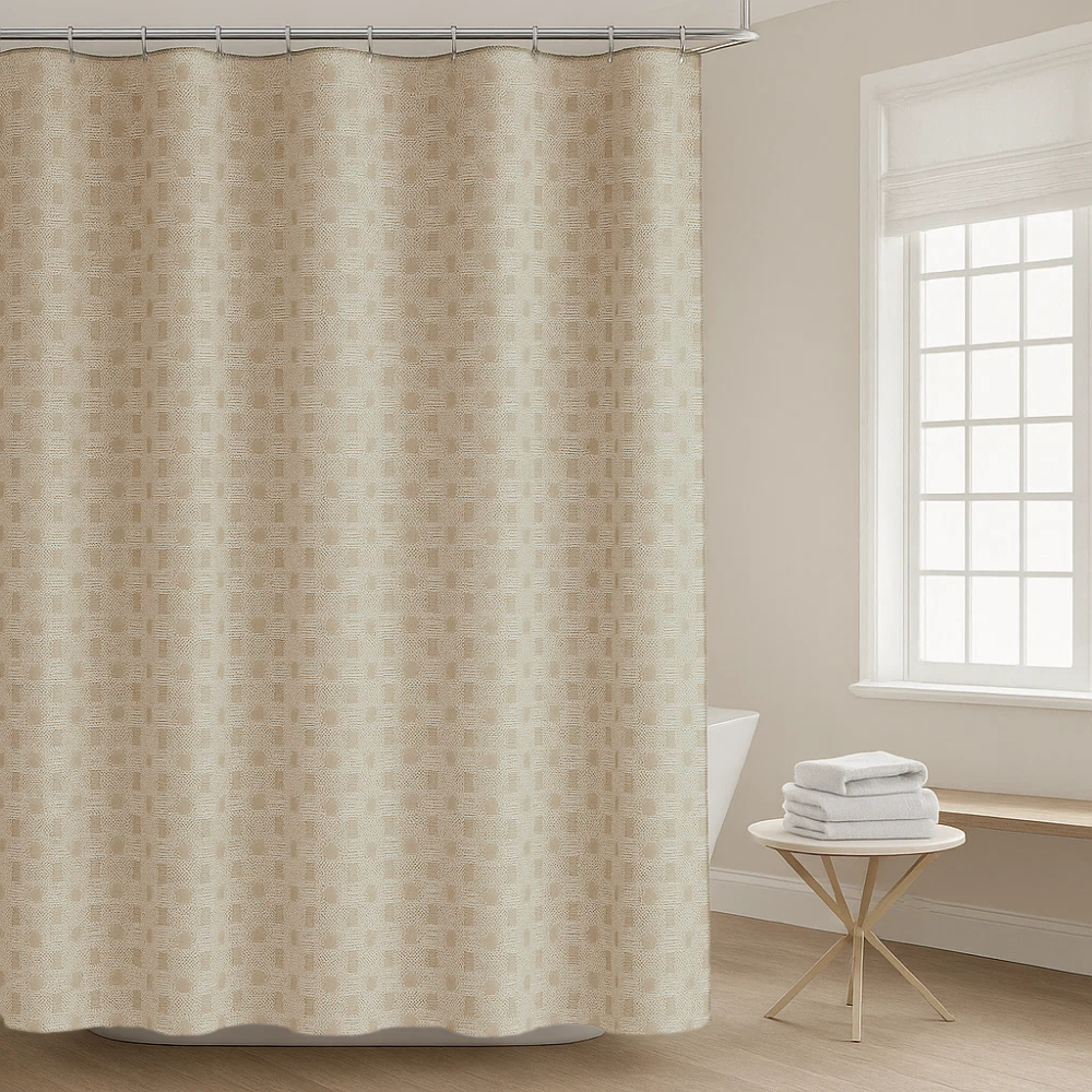 Набор шторка для ванной и двойная душа с подкладкой с крючками 178x183 см Золотистый - фото 1