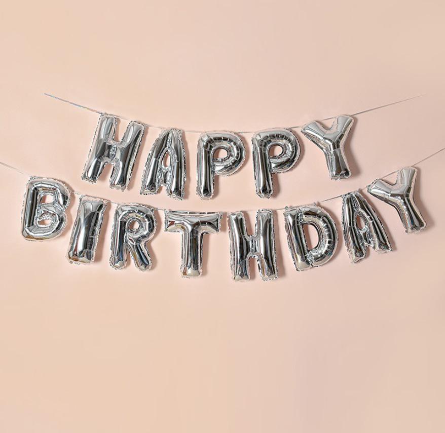 Набір надувних кульок Happy Birthday Silver 5957 13 пр. Сріблястий (4259123) - фото 1