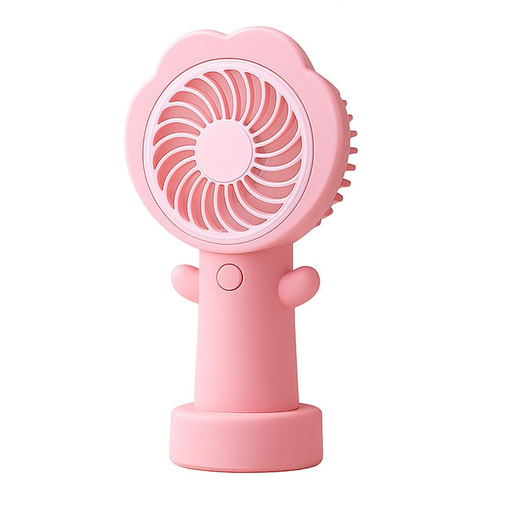 Вентилятор портативний на акумуляторі та USB Квітка Рожевий (51-рож-BT-8861)