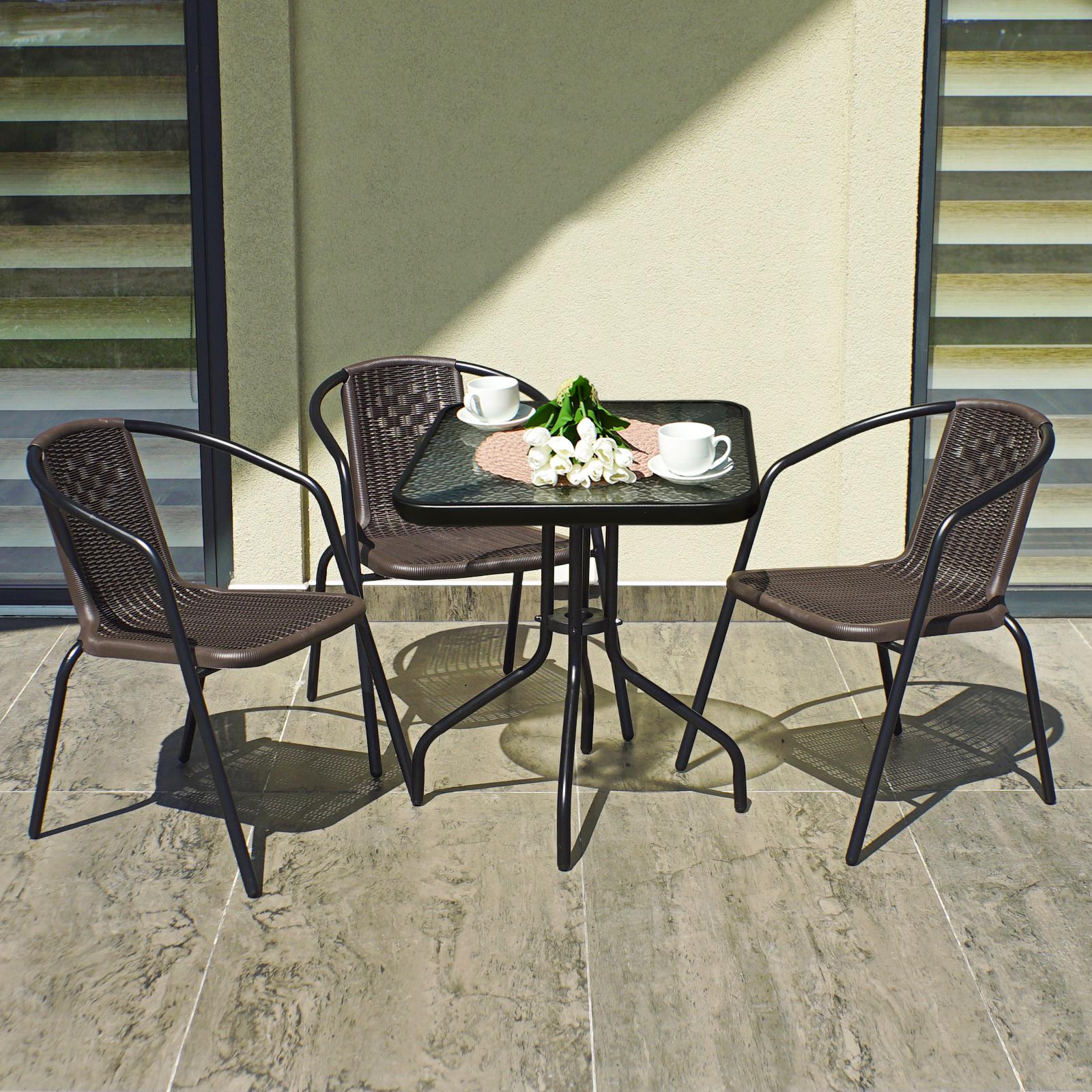 Комплект мебели 4Points Monza-3 с квадратным столом и тремя стульями Коричневый Комплект мебели 4Points Monza-3 с квадратным столом и тремя стульями Коричневый