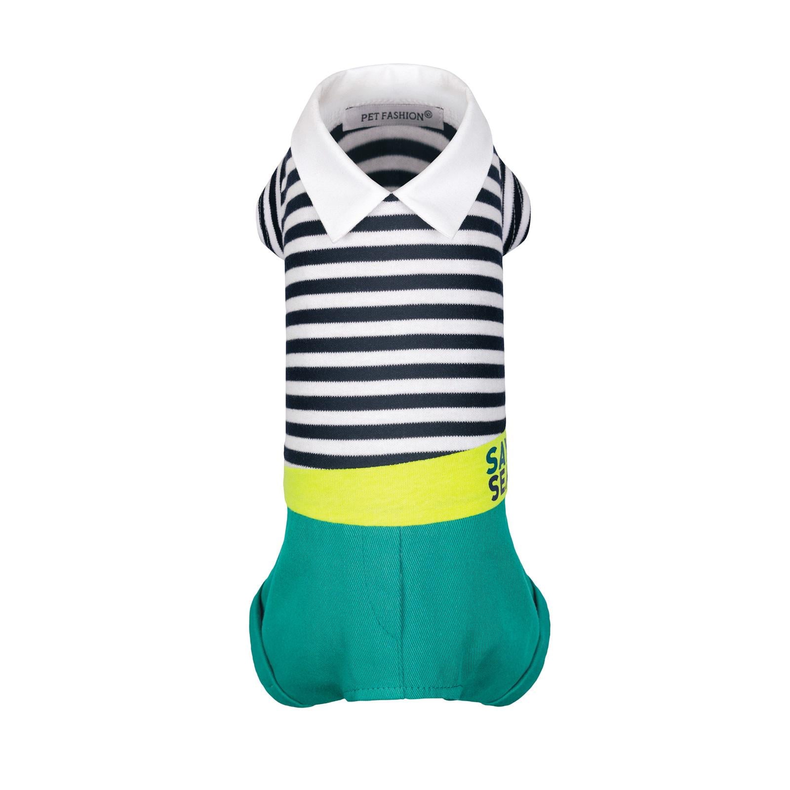 Костюм Pet Fashion Strip XS Черно-белый/Бирюзовый (4823082424887)