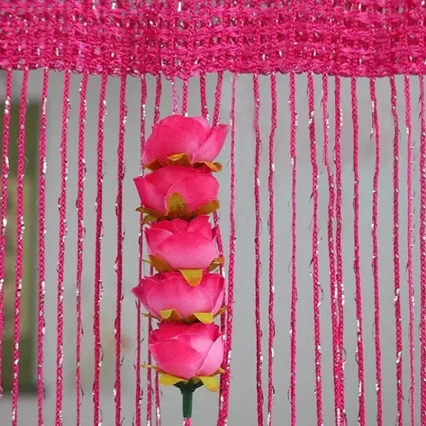 Штора-нить на дверь/окно украшена цветами Темно-розовый (C00855-1) - фото 6 Штора-нить на дверь/окно украшена цветами Темно-розовый (C00855-1) - фото 6