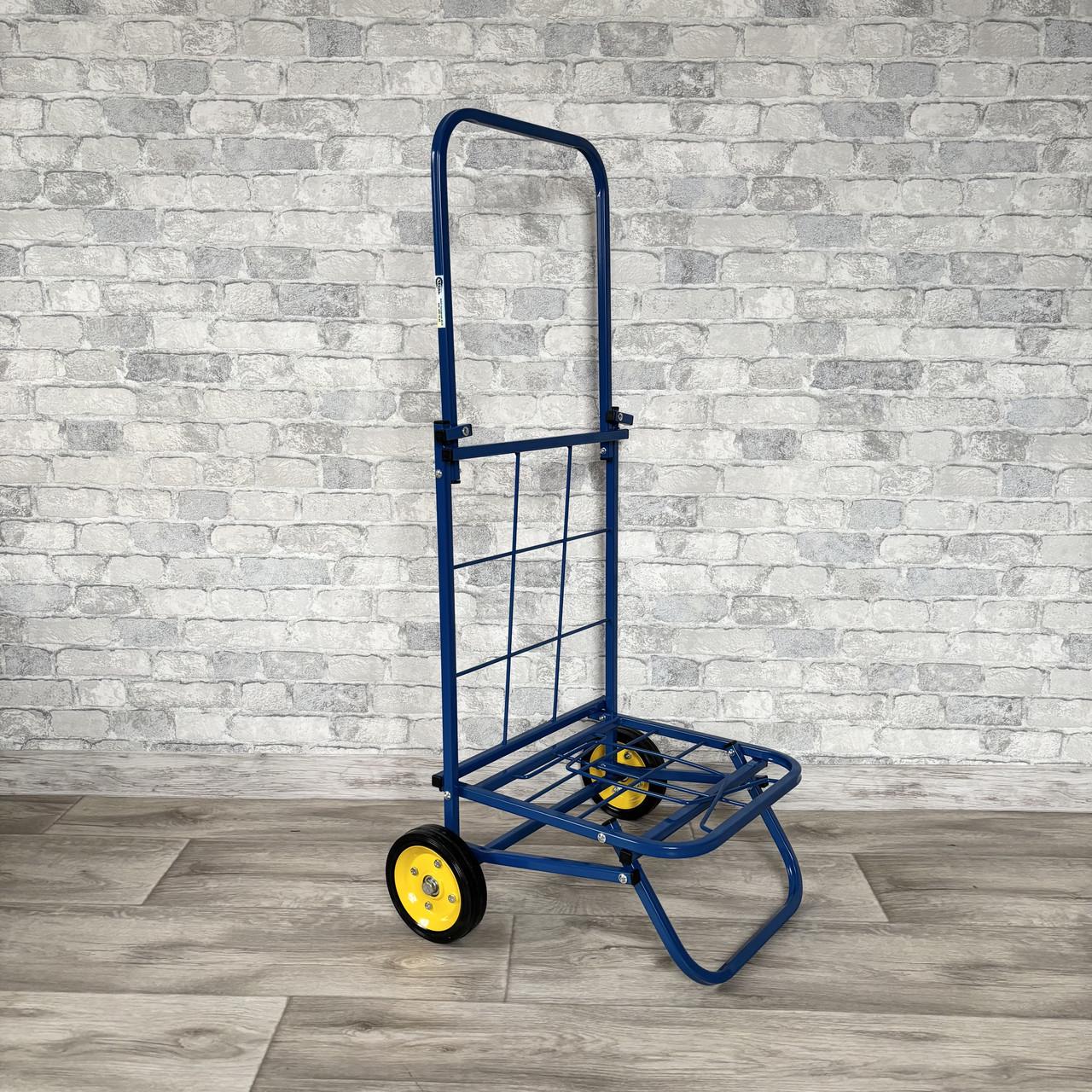 Тележка хозяйственная Міць с усиленными колесами маленькая Сине-желтый (2846653974)