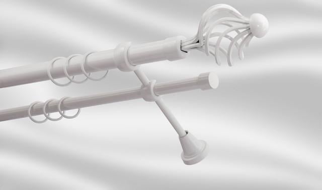 Карниз для штори Plastidea Арезо металевий подвійний з гачками D 25-16 мм 160 см Білий - фото 1