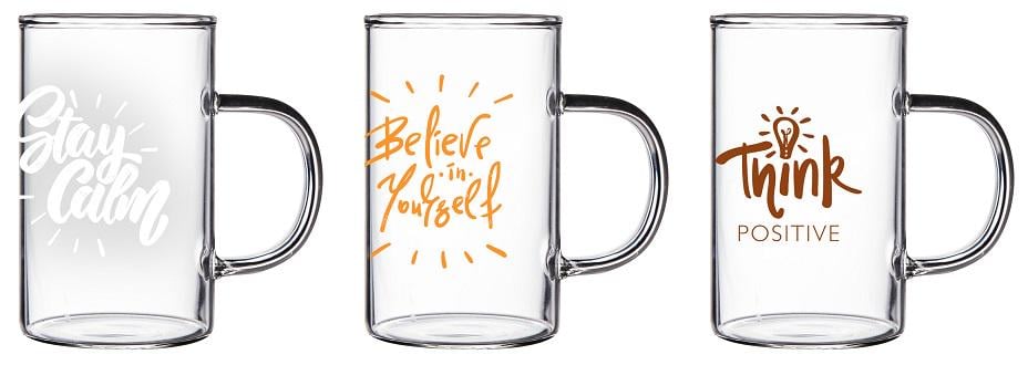 Набор чашек Herevin POSITIVE PRINT стекло 3 шт. 200 мл (UG-180001-007)