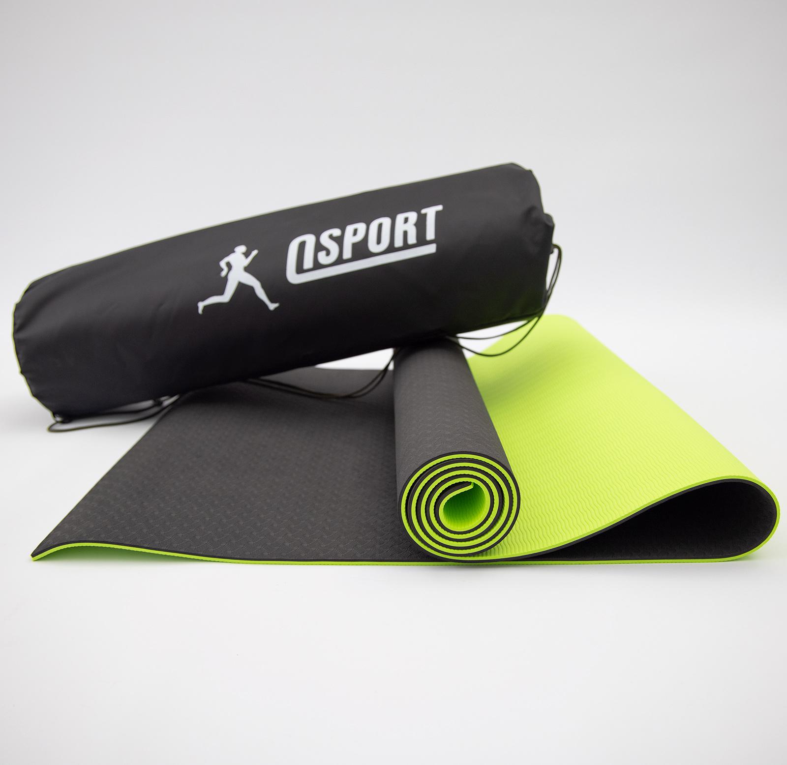 Килимок для йоги та фітнесу OSPORT n-0007 Yoga ECO Pro 6 мм Чорно-салатовий