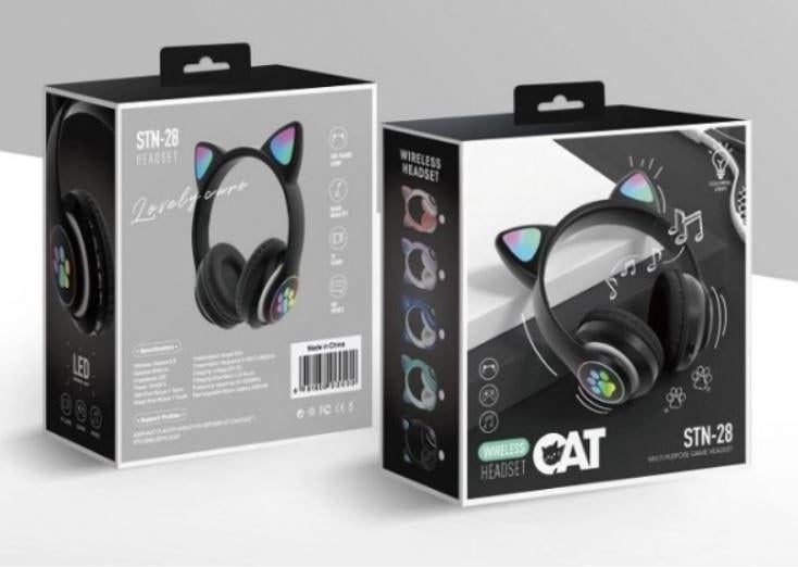 Беспроводные наушники с кошачьими ушками и RGB подсветкой Cat VZV-23M Black - фото 2