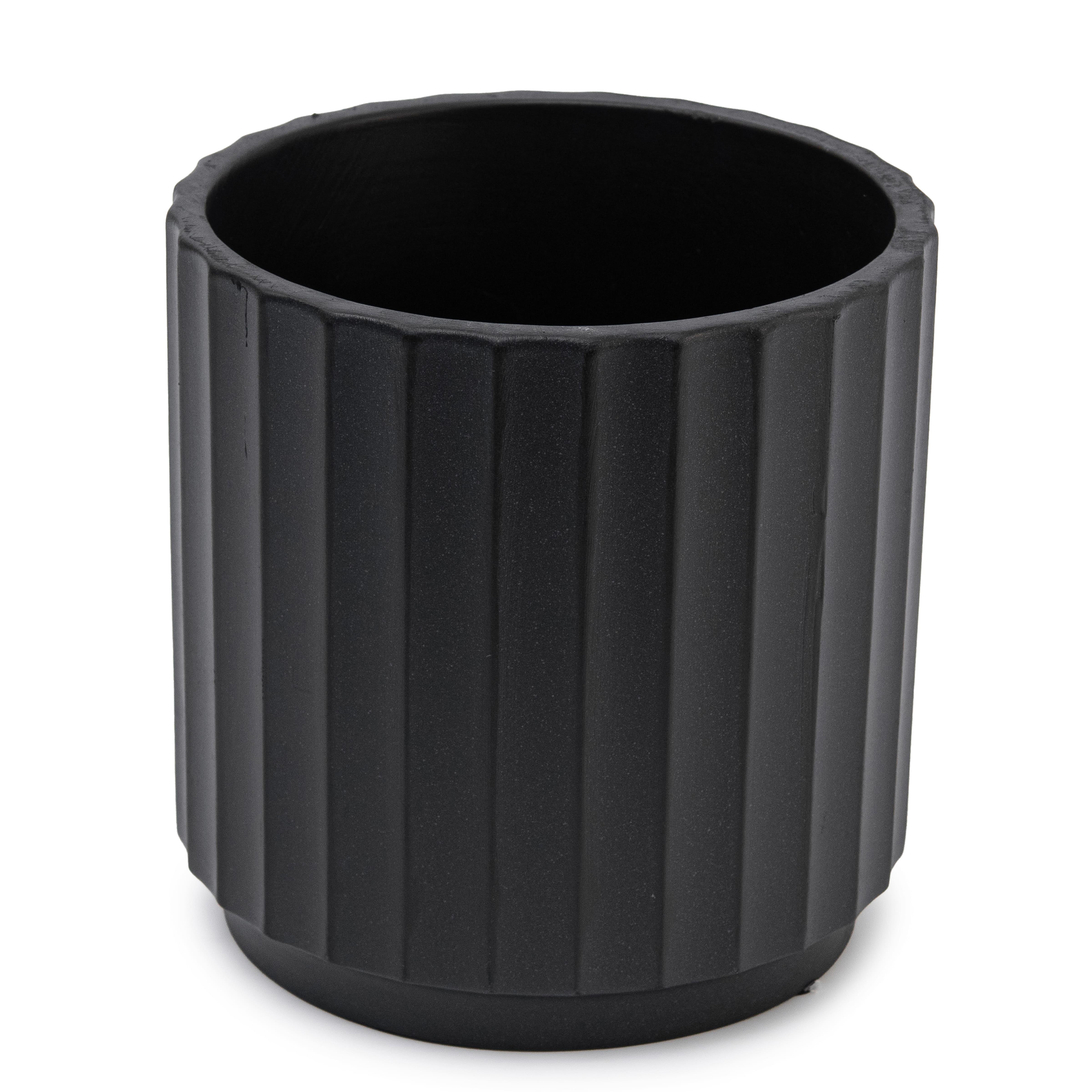 Кашпо для цветов керамическое elemi Грань круглый 1,4 л Черный (УТ-00094972) - фото 2