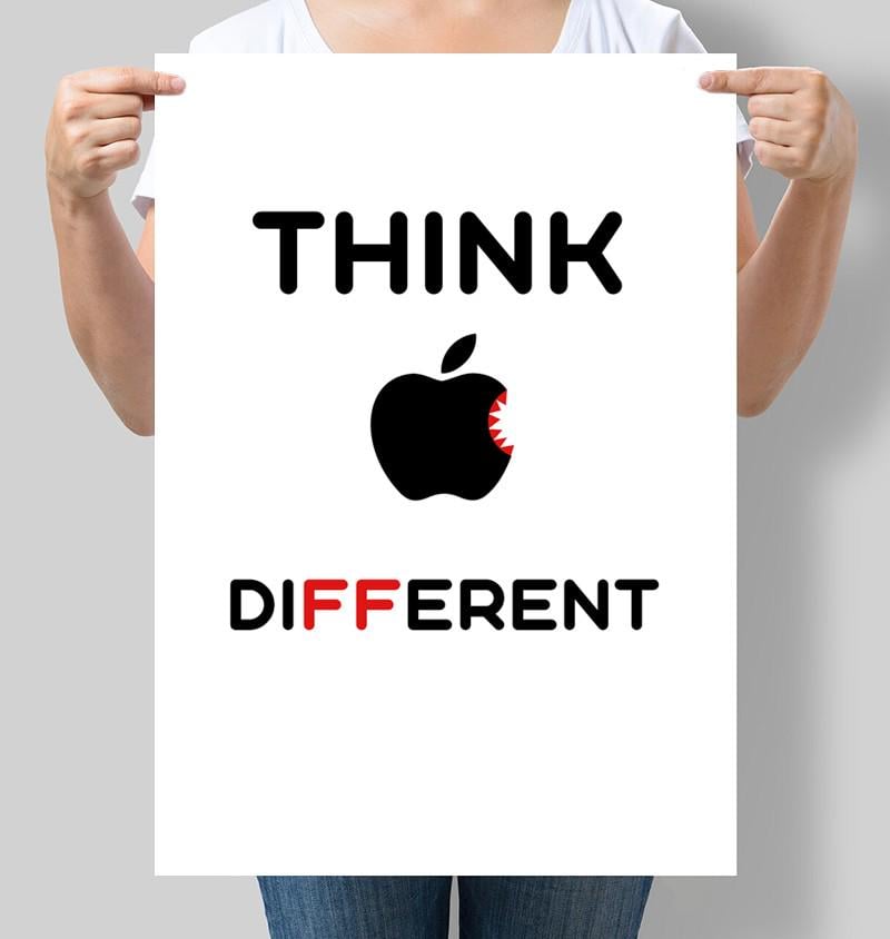 Постер мотивационный Think different слоган Apple Думай иначе 30x42 см A3 без рамки (M176_A3)