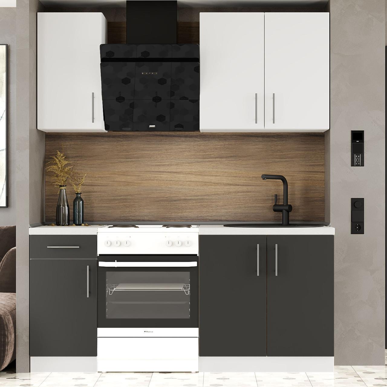 Комплект кухни К-1 Эверест Оптима без столешниц 1,8 м Белый/Антрацит (ЭК-26004) - фото 1 Комплект кухни К-1 Эверест Оптима без столешниц 1,8 м Белый/Антрацит (ЭК-26004) - фото 1