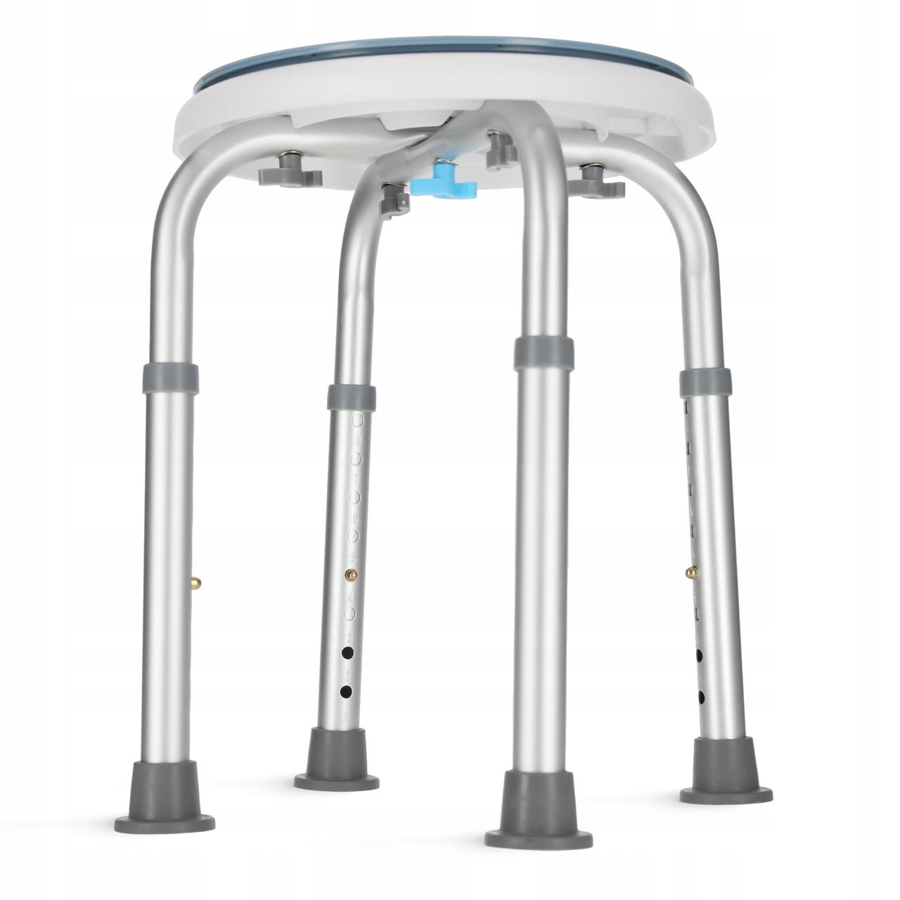 Стул-табурет поворотный 4FIZJO для ванной и душа регулируемый White/Grey (P-5905973403412) - фото 3