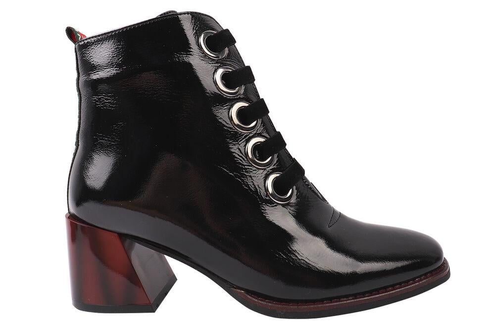 Ботильйони жіночі Guero з лакованої шкіри на великому підборі р. 34 Чорний (328-9/20DH) - фото 2 Ботильйони жіночі Guero з лакованої шкіри на великому підборі р. 34 Чорний (328-9/20DH) - фото 2