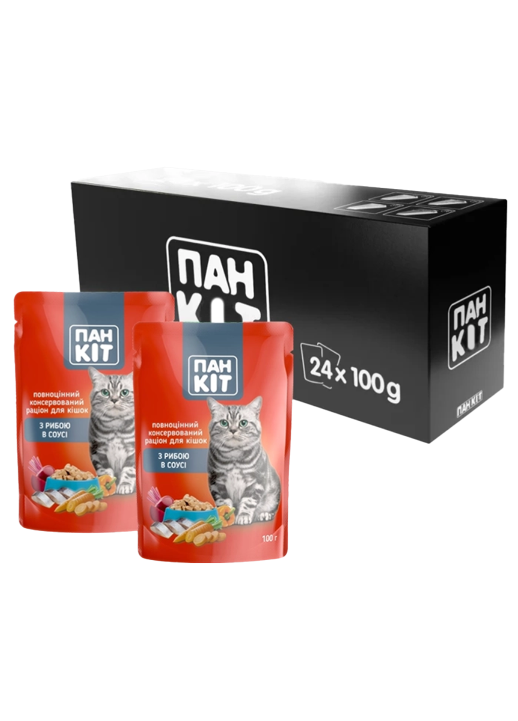 Корм для котів Пан Кот з рибою в соусі 100 г 24 шт.