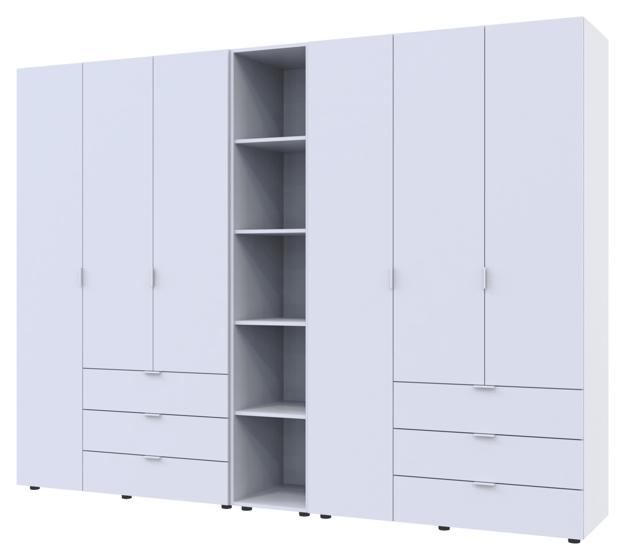 Шкаф Doros Гелар с этажеркой 3+3 ДСП 270,6х49,5х203,4 см Белый (42005036)