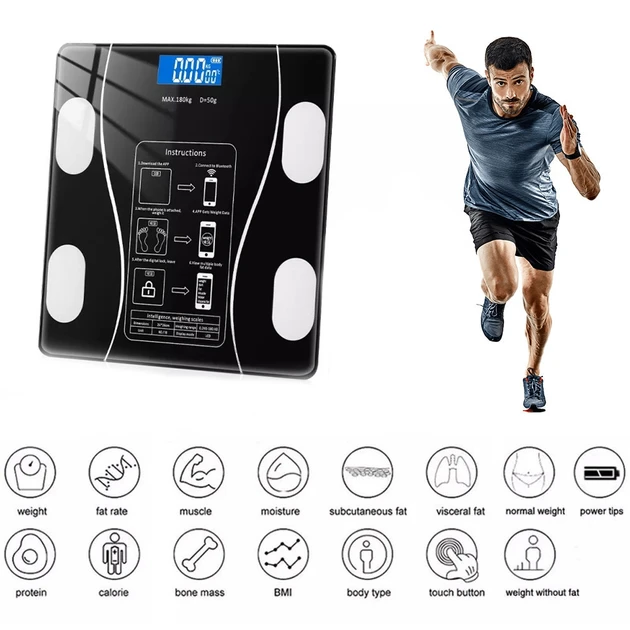 Ваги підлогові розумні з Bluetooth до 180 кг Чорний (2760268493) - фото 3 Ваги підлогові розумні з Bluetooth до 180 кг Чорний (2760268493) - фото 3