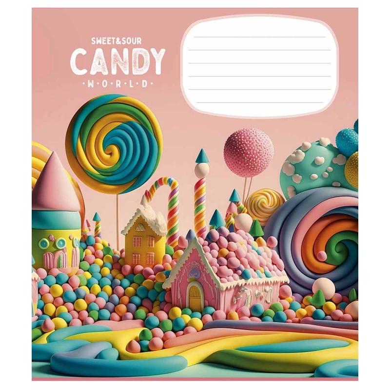 Зошит учнівський "Candy world" 012-3266C-4 у косу лінію 12 аркушів