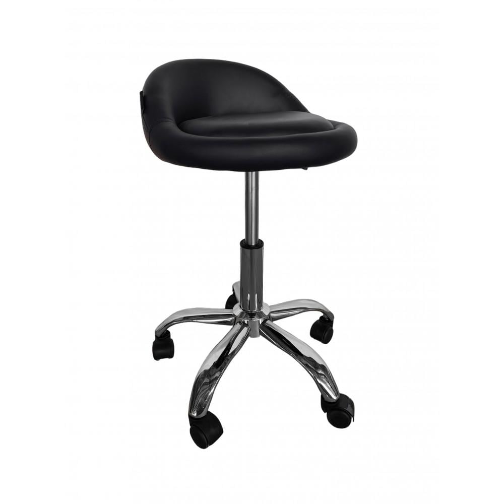 Кресло-табурет на колесах Bonro B-498 из экокожи круглое со спинкой Черный (132-76-42400121)