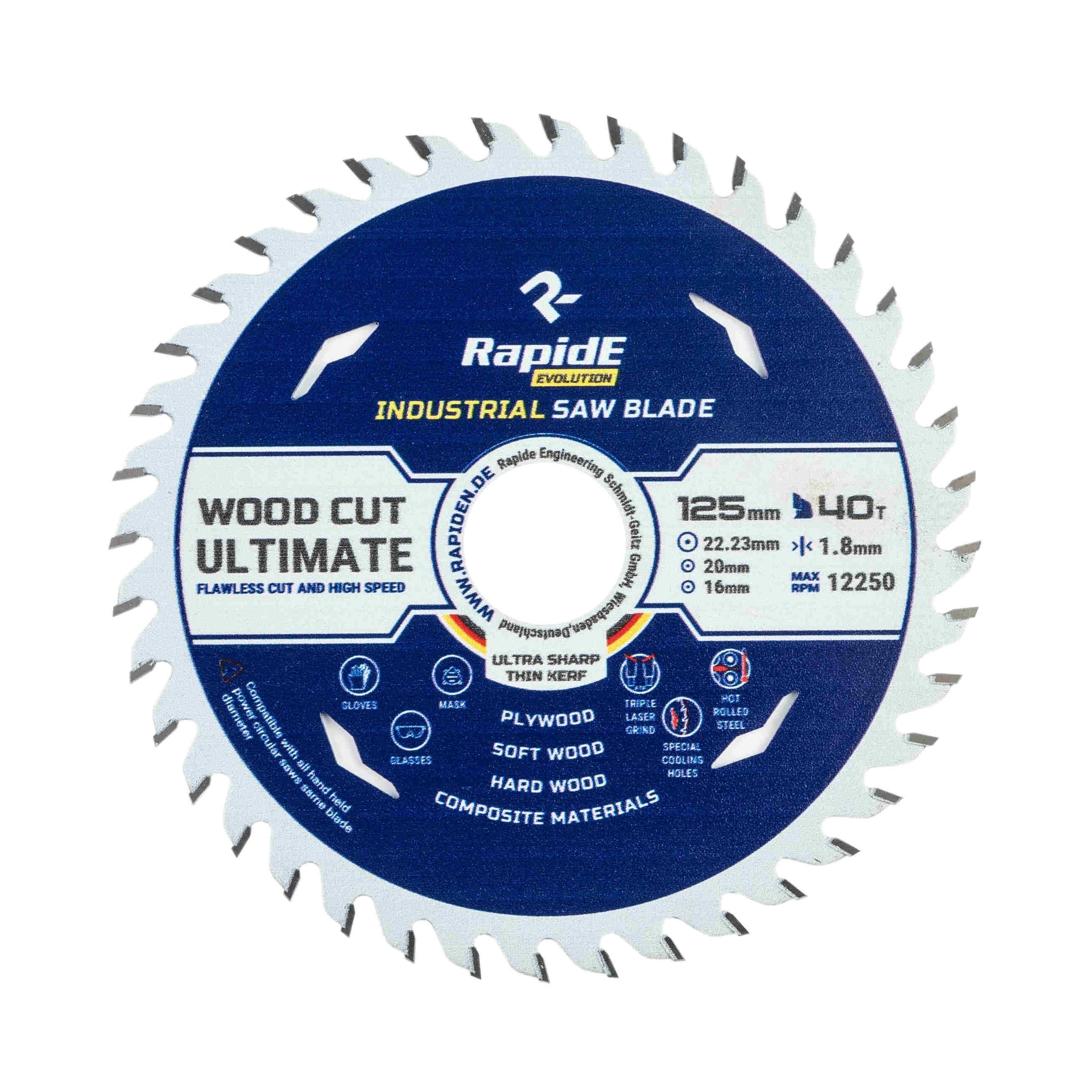 Диск пиляльний RapidE 40T INDUSTRIAL TCT SAW 125x22/23 мм (НФ-00001003)