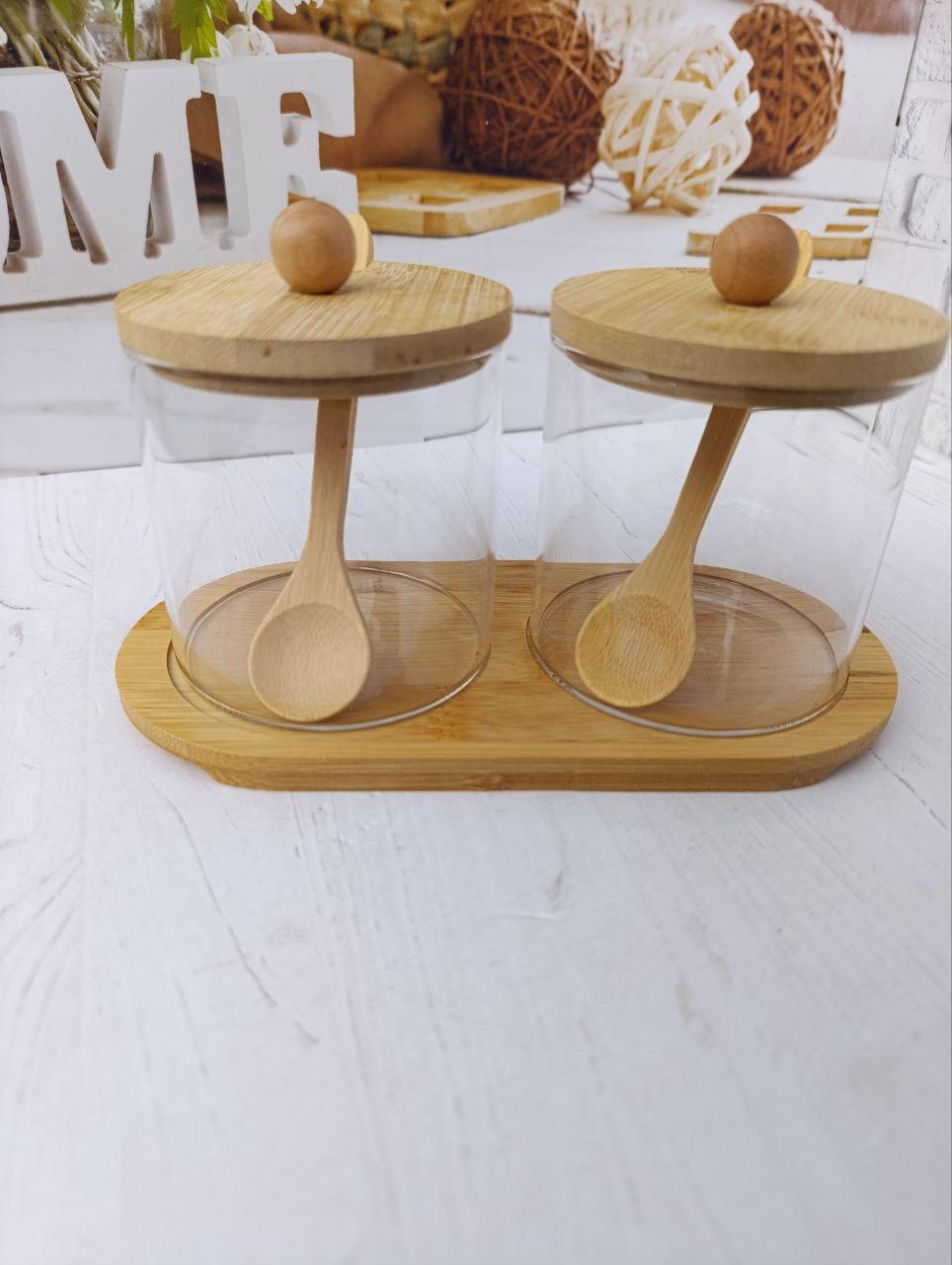 Набір банок для сипучих продуктів TS Kitchen HP5239 скло/бамбук 3 пр. 300 мл (HP5239)