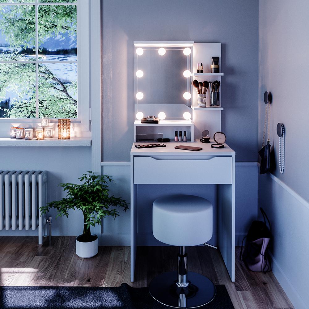 Мини туалетный столик Vicco Ruben с подсветкой и стулом Белый - фото 4 Мини туалетный столик Vicco Ruben с подсветкой и стулом Белый - фото 4