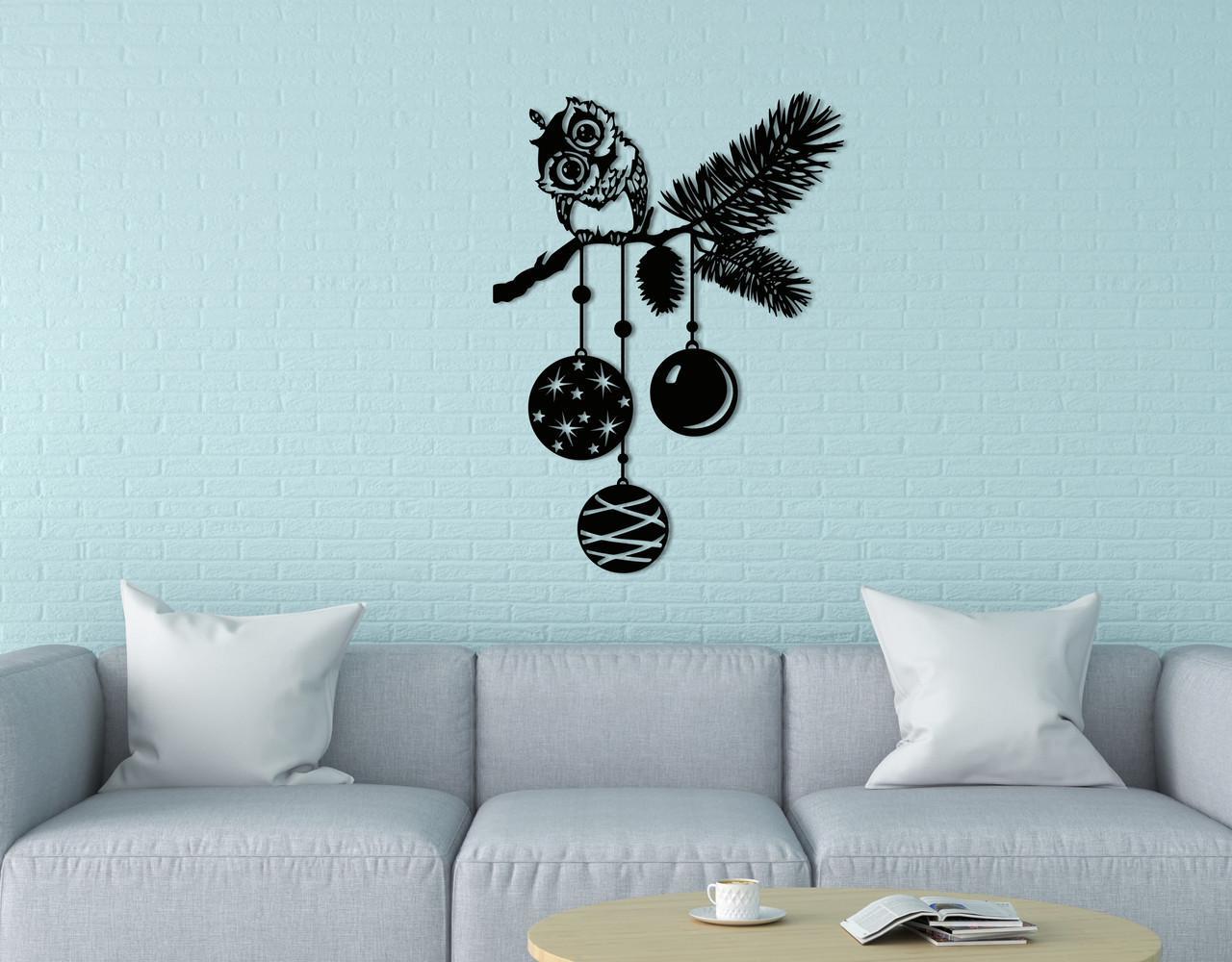 Декоративное панно на стену Upwood Decor Owl on a branch 70х95,9 см Black (1580096254)