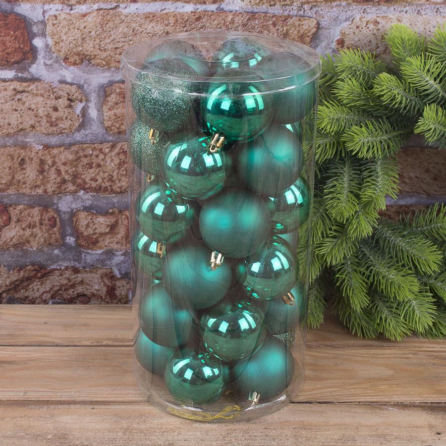 Шары елочные 6 см 30 шт. Лазурно-зеленый (1185-5)