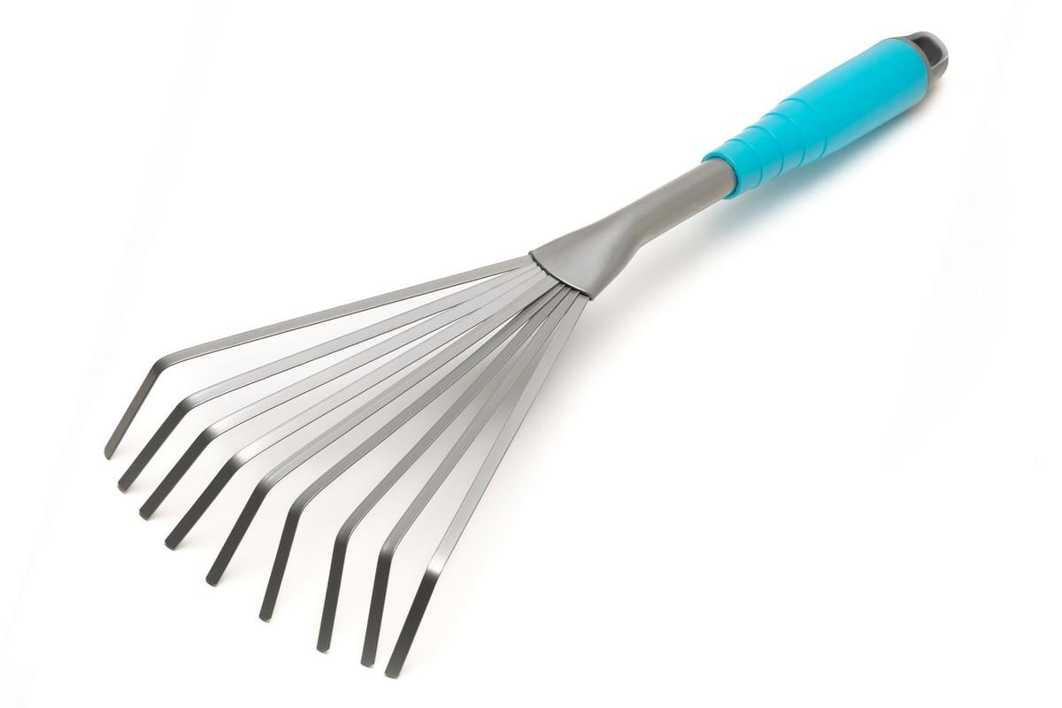 Грабли садовые веерные MasterTool 9 зубцов 400х135 мм с пластиковой рукояткой (14-6184)