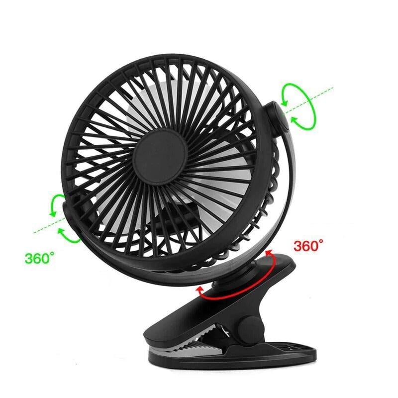 Переносной USB мини-вентилятор Mini Fan XH-09 с аккумулятором на прищепке Черный (1391) - фото 3