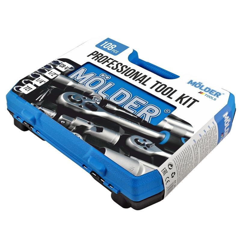 Набор инструментов профессиональный Molder 1/2 "/1/4" 72 T CR-V в кейсе 108 пр. (MT60108)