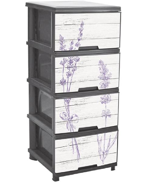 Комод пластиковый 4 ящика 90,5х46,5х39,5 Лаванда Серый (472766-Prob)