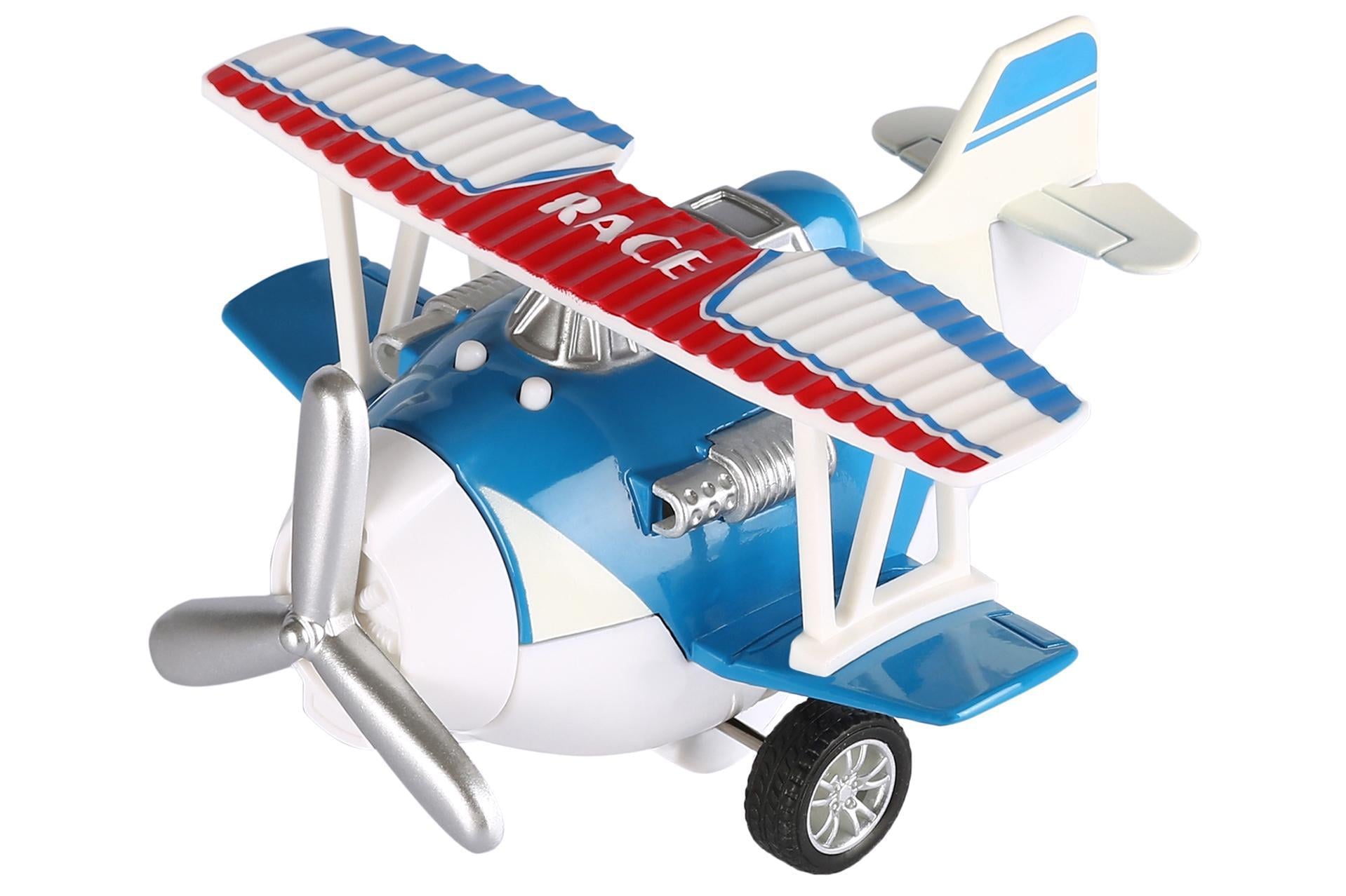 Самолет игрушечный Same Toy Aircraft SY8013AUt-2 металлический инерционный с подвижными колесами и винтом синий