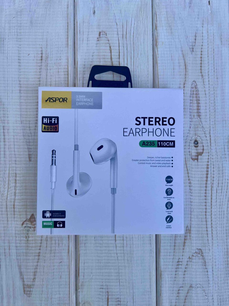 Навушники з мікрофоном Aspor A235 EarPhone 3,5 мм (2100505677)