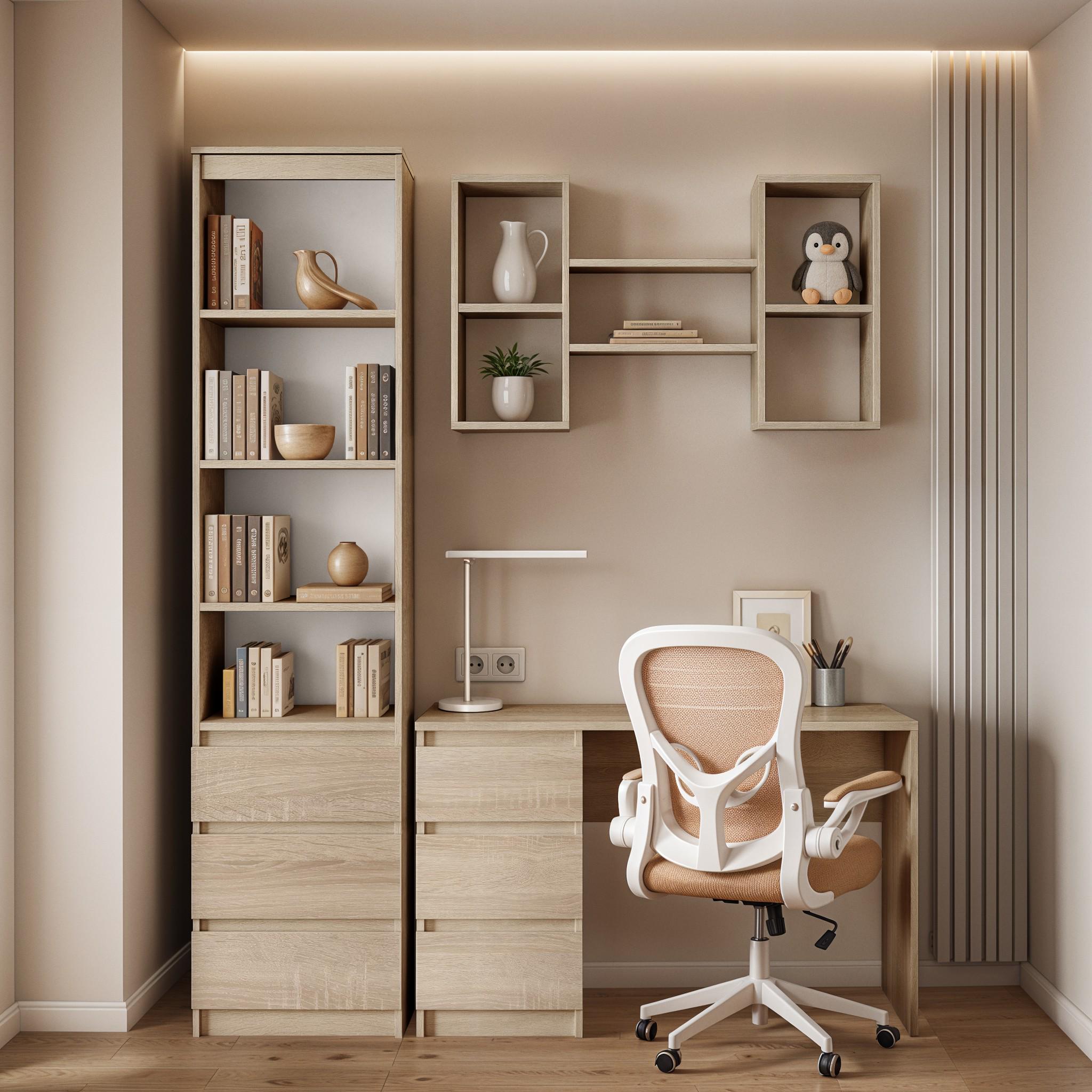 Комплект мебели HomeWork пенал/письменный стол и полка 1700х600х2117 мм Дуб Сонома