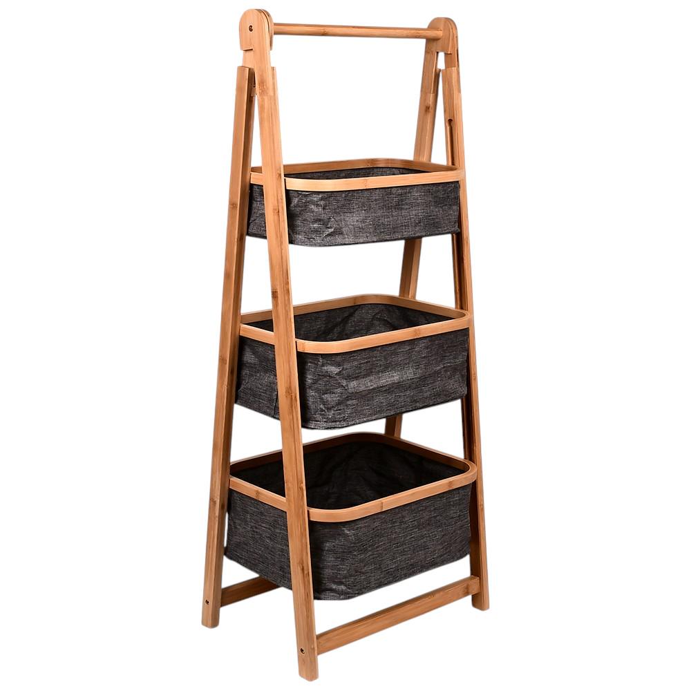 Етажерка 3 яруса з тканинними кошиками Stenson R35235 45х35х109 см Коричневий/Чорний (56d65107)