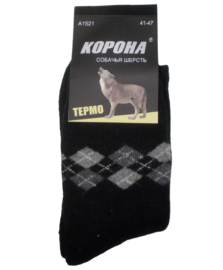 Термошкарпетки з собачої вовни Корона 1521 на махрі р. 41-47 Чорний (1540625456)