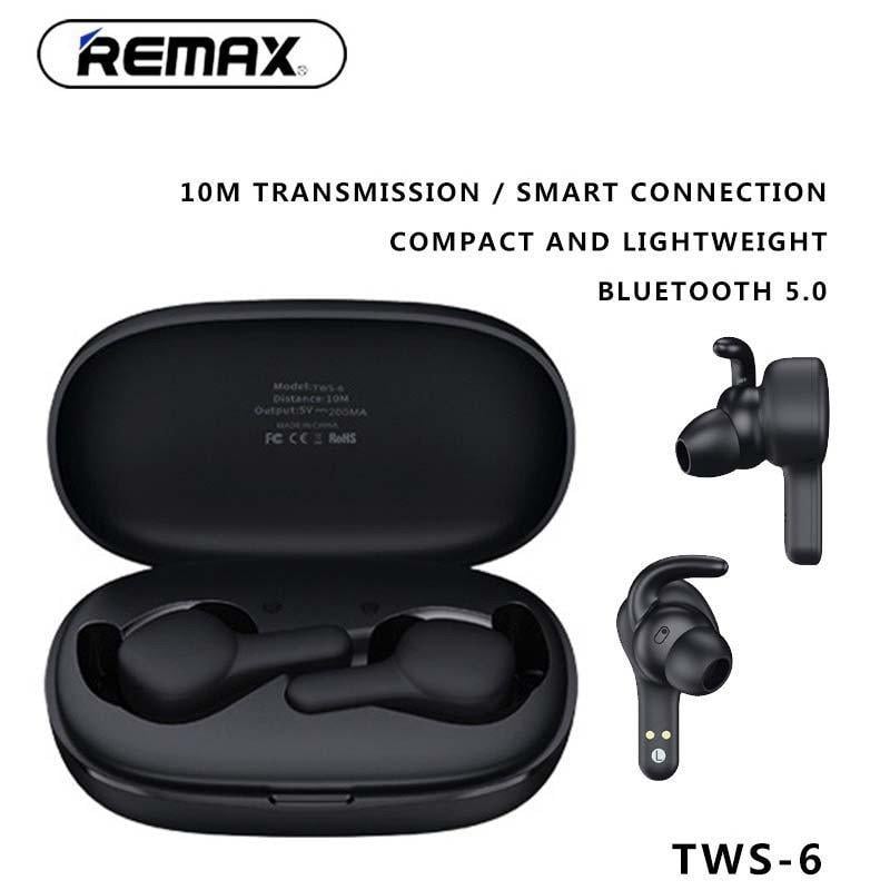 Навушники Remax True TWS-6 Bluetooth у кейсі Чорний (1221602510) - фото 3