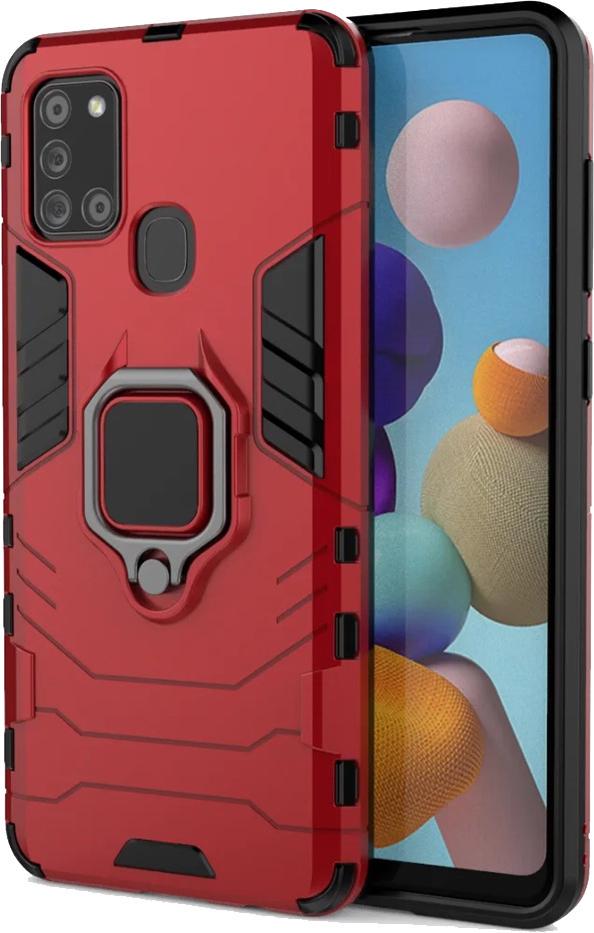 Противоударный чехол Samsung Galaxy A21s A217 (подставка кольцо) Red (16797-2D)
