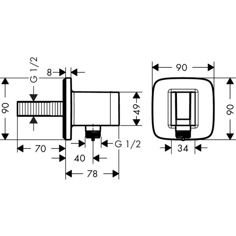 Подключение для шланга Hansgrohe Fixfit Porter E 26485000 с держателем для лейки (55267) - фото 2