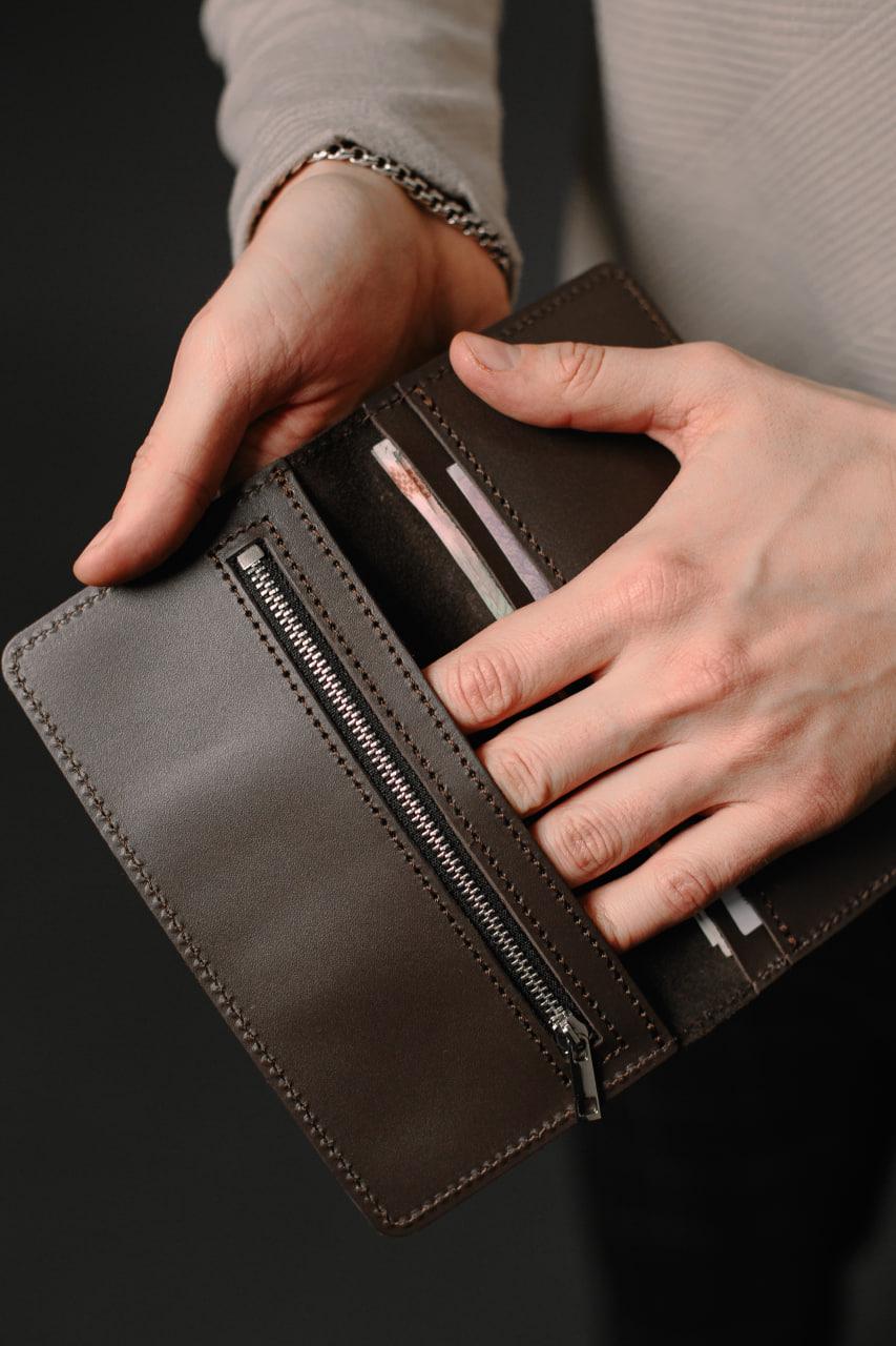Портмоне мужское из натуральной кожи Коричневый (SR005) - фото 3 Портмоне мужское из натуральной кожи Коричневый (SR005) - фото 3