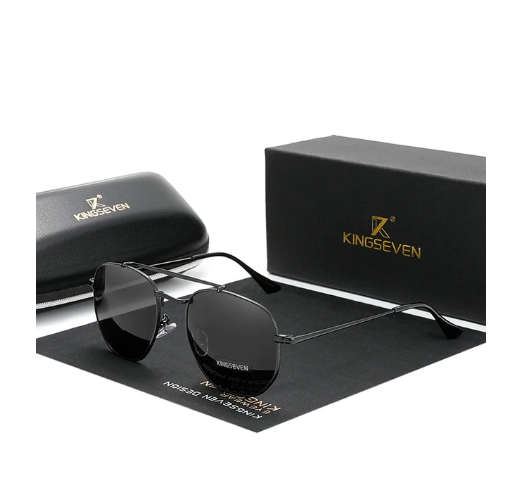 Классические солнцезащитные очки KINGSEVEN DESIGN Авиаторы с поляризованными линзами Чtрный/Серый (N7748)