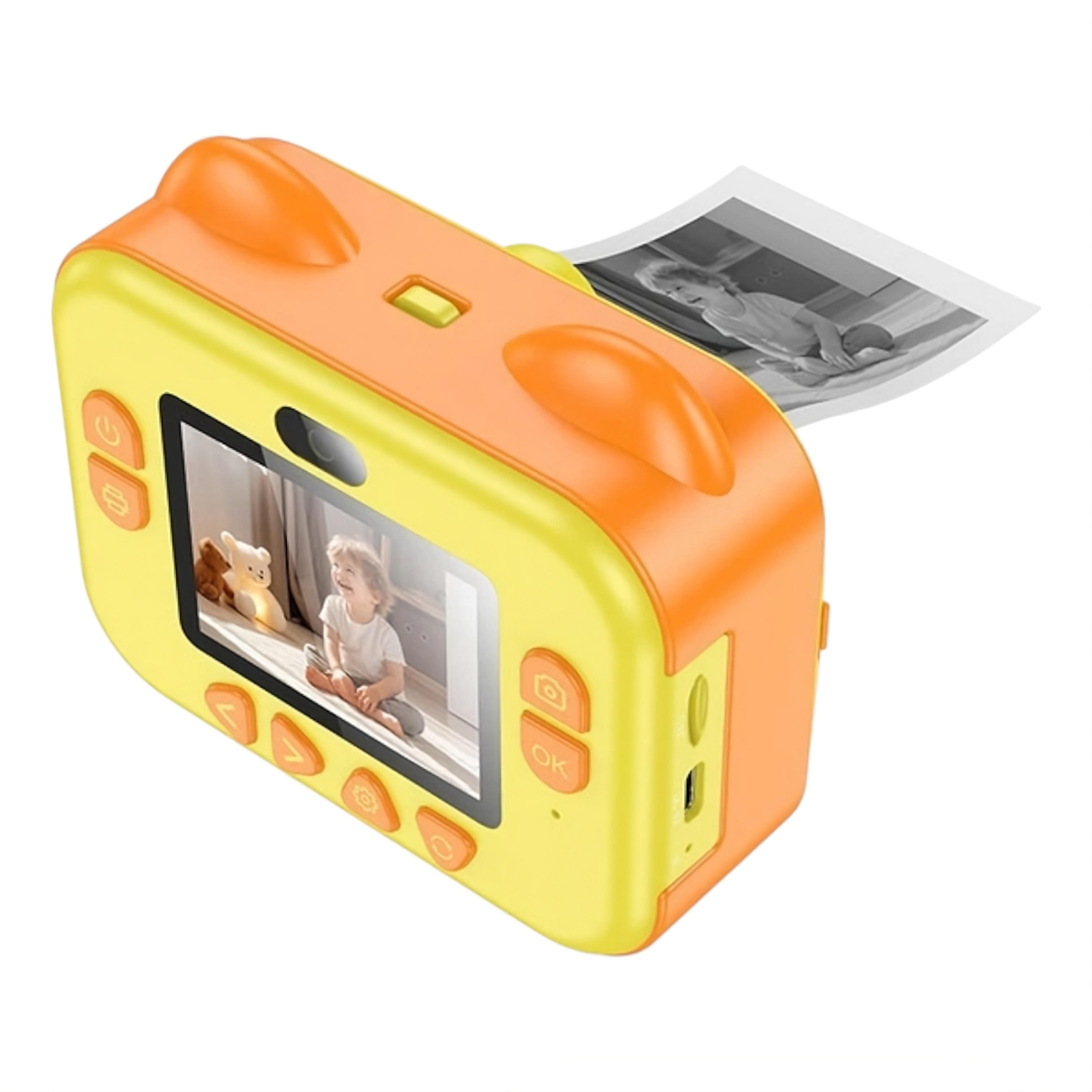 Электронный фотоаппарат детский Hoco DV204 с двумя объективами и мгновенной печатью 2.4" IPS Желто-оранжевый (30775182) - фото 3