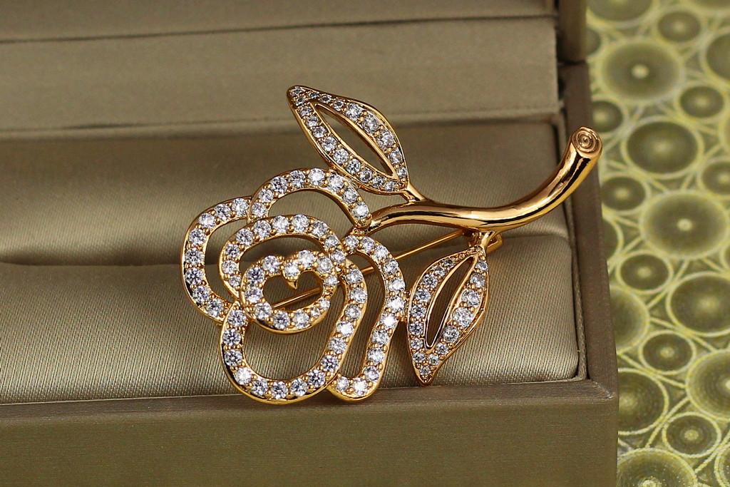 Брошь Xuping Jewelry Роза 4,7 см Золотистый (2330623745)