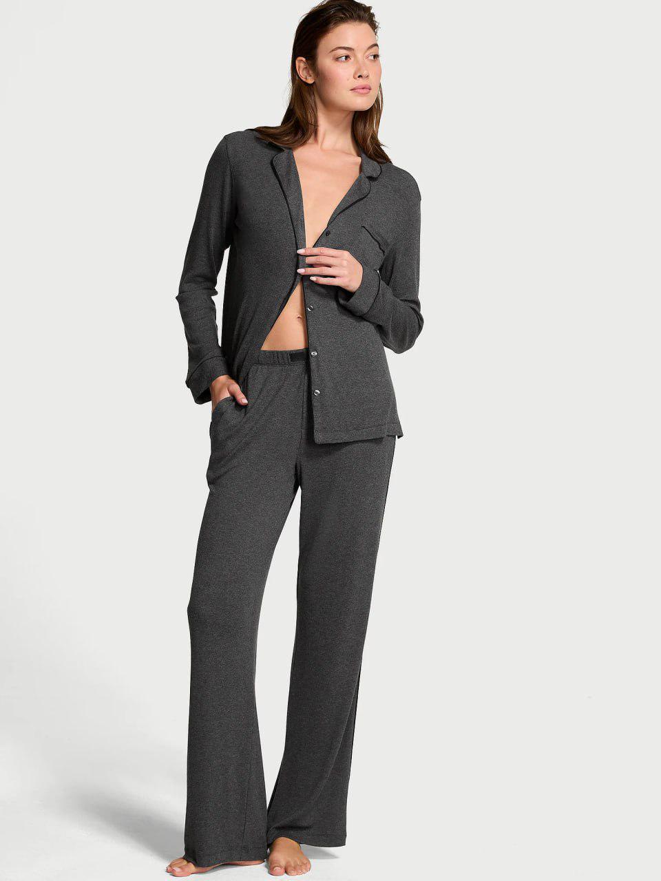 Пижама модал Victoria's Secret Modal Long Pajama Set Regular XS Серый (2671345D)