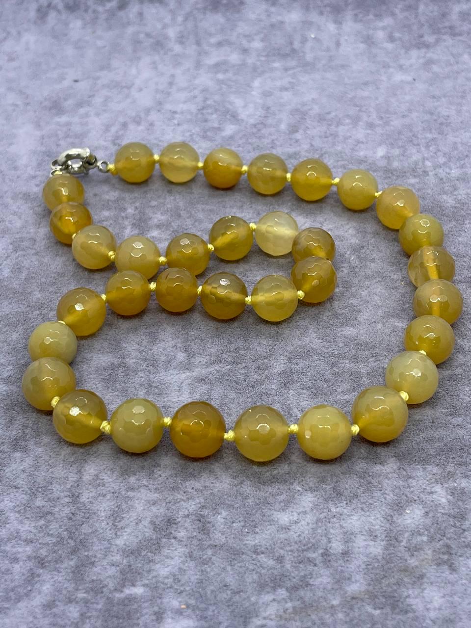 Бусы агат 45 см 12 мм Желтый (9831)