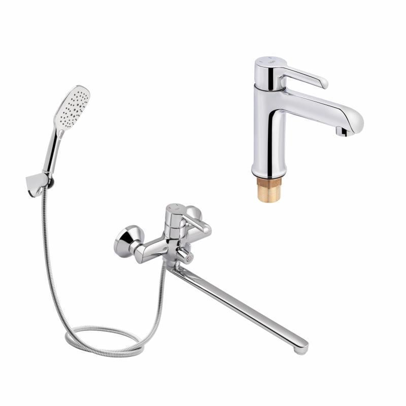 Набор латунных смесителей для ванны Qtap Grand QTGRACRM001F и смеситель QTGRACRM005 Хром (2670605130)