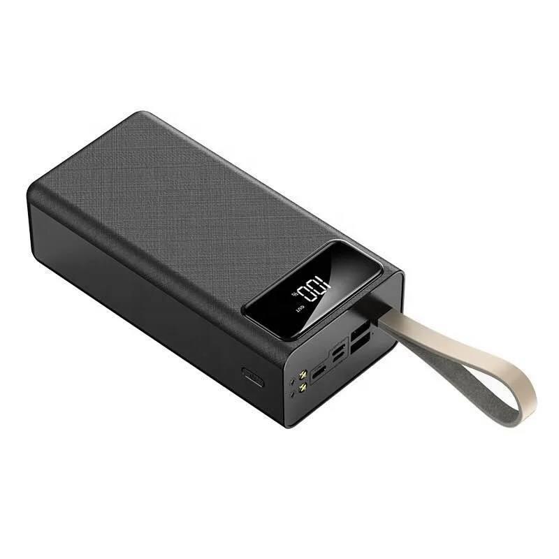 Повербанк 50000 mAh с индикатором и мощным фонариком 2хUSB MicroUSB/Lightning/Type-C Черный (1789804175) - фото 1