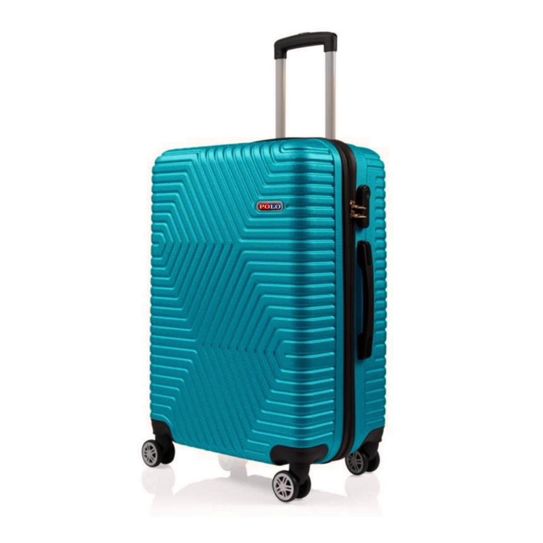 Чемодан Polo ПК009-L поликарбонат на 4-х двойных колесах большой L 120 л Темно-бирюзовый