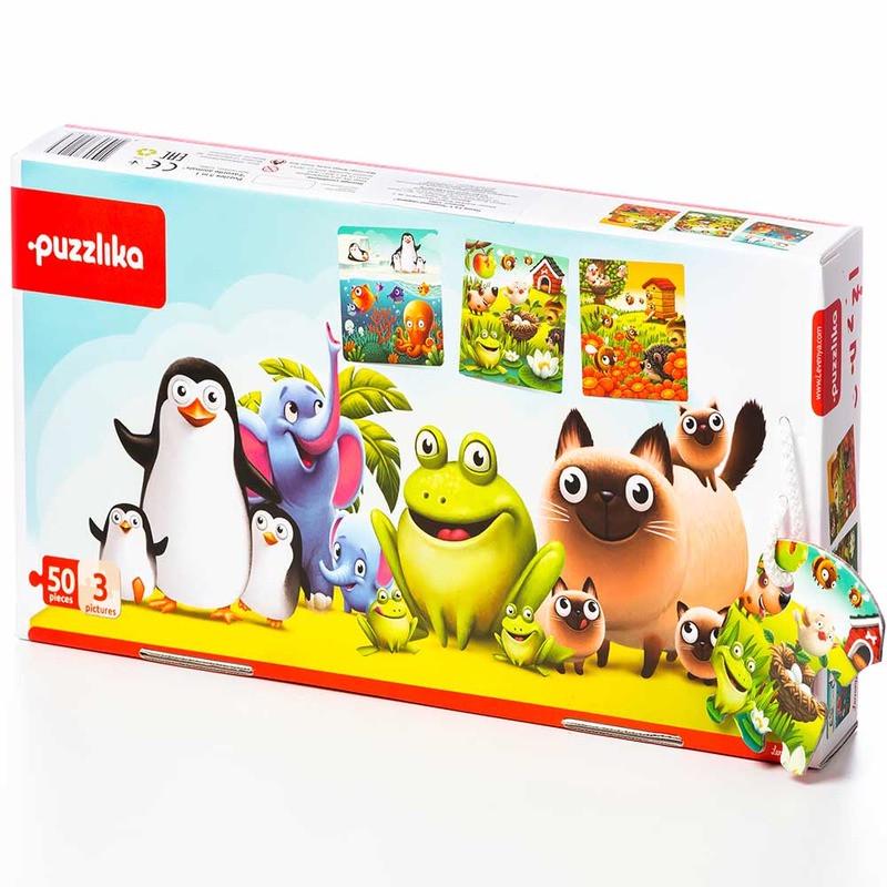 Пазли Puzzlika 3в1 Улюблені тварини 50 шт. (12985)
